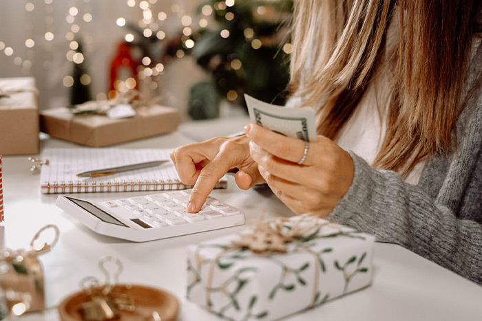 woman reviewing her holiday budget